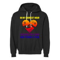In My Darkest Hour I Reached For A Hand Found A Paw Xmas Gift Garment-Dyed Fleece Hoodie