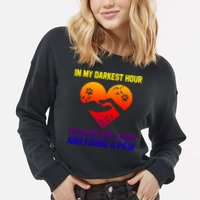 In My Darkest Hour I Reached For A Hand Found A Paw Xmas Gift Cropped Pullover Crew