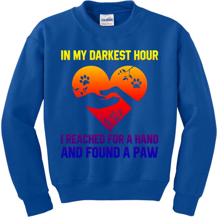 In My Darkest Hour I Reached For A Hand Found A Paw Xmas Gift Kids Sweatshirt