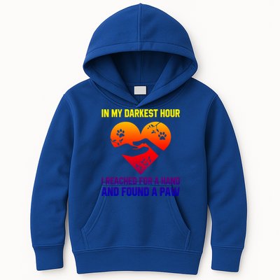 In My Darkest Hour I Reached For A Hand Found A Paw Xmas Gift Kids Hoodie