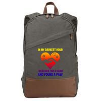 In My Darkest Hour I Reached For A Hand Found A Paw Xmas Gift Cotton Canvas Backpack