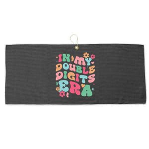 In My Double Digits Era Retro 10 Year Old Girl 10th Birthday Large Microfiber Waffle Golf Towel