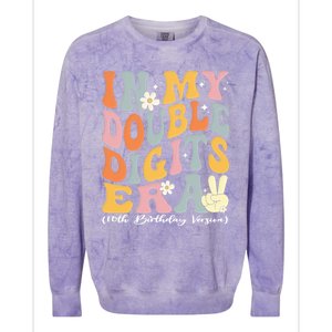 In My Double Digits Era Retro 10 Year Old 10th Birthday Funny Gift Colorblast Crewneck Sweatshirt