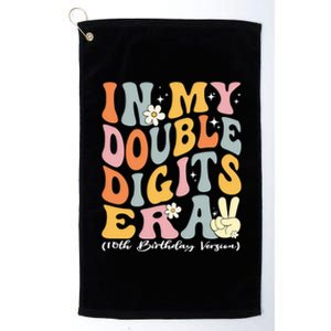 In My Double Digits Era Retro 10 Year Old 10th Birthday Funny Gift Platinum Collection Golf Towel