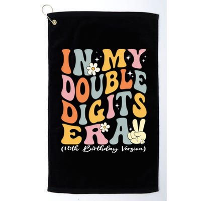 In My Double Digits Era Retro 10 Year Old 10th Birthday Funny Gift Platinum Collection Golf Towel