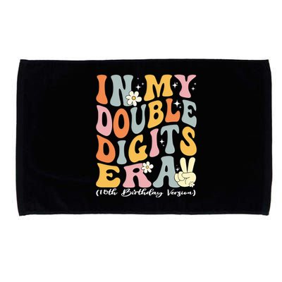 In My Double Digits Era Retro 10 Year Old 10th Birthday Funny Gift Microfiber Hand Towel