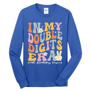 In My Double Digits Era Retro 10 Year Old 10th Birthday Funny Gift Tall Long Sleeve T-Shirt