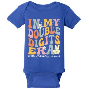 In My Double Digits Era Retro 10 Year Old 10th Birthday Funny Gift Baby Bodysuit