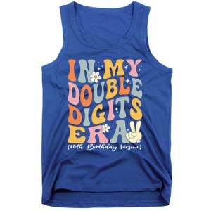 In My Double Digits Era Retro 10 Year Old 10th Birthday Funny Gift Tank Top