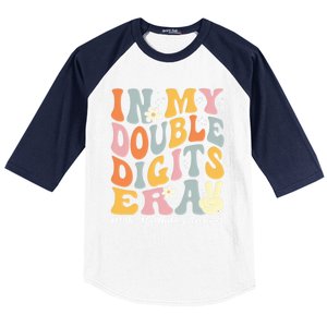 In My Double Digits Era Retro 10 Year Old 10th Birthday Funny Gift Baseball Sleeve Shirt