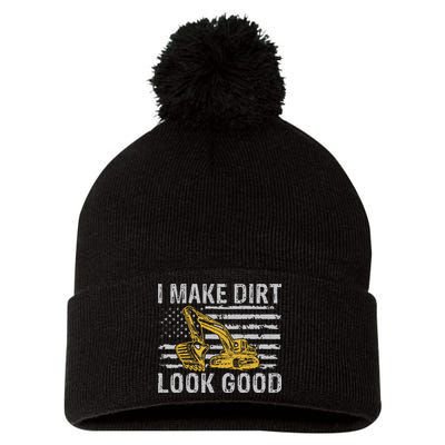 I Make Dirt Look Good Excavator Pom Pom 12in Knit Beanie