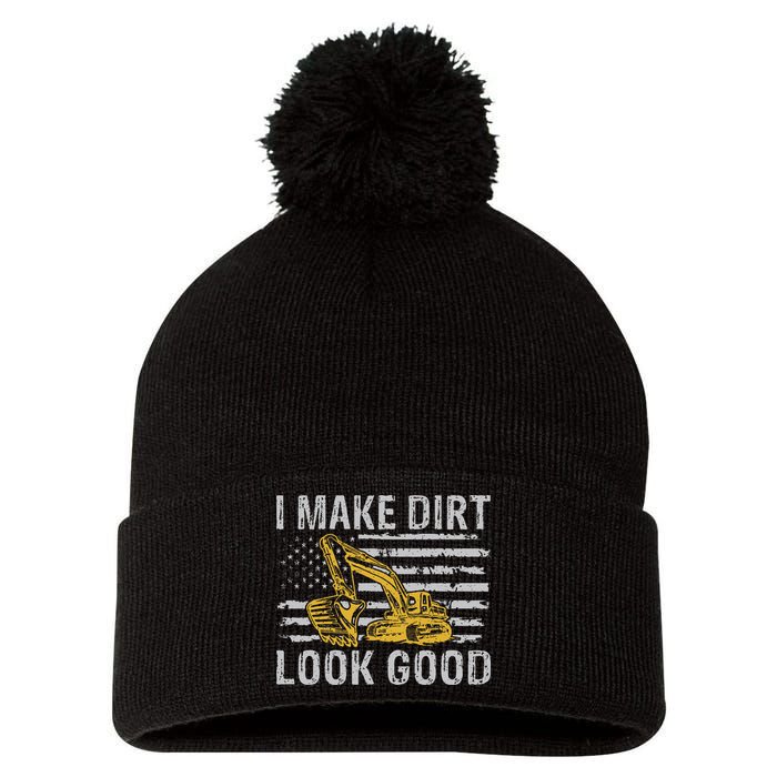 I Make Dirt Look Good Excavator Pom Pom 12in Knit Beanie