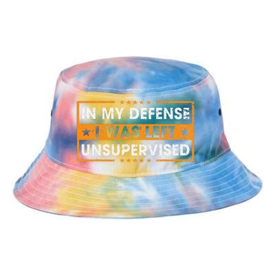 In My Defense I Was Left Unsupervised Retro Tie Dye Newport Bucket Hat