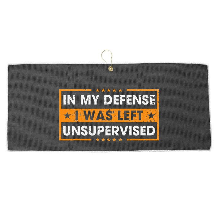 In My Defense I Was Left Unsupervised Retro Large Microfiber Waffle Golf Towel