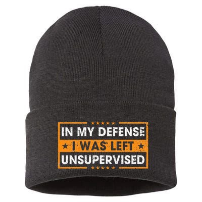 In My Defense I Was Left Unsupervised Retro Sustainable Knit Beanie
