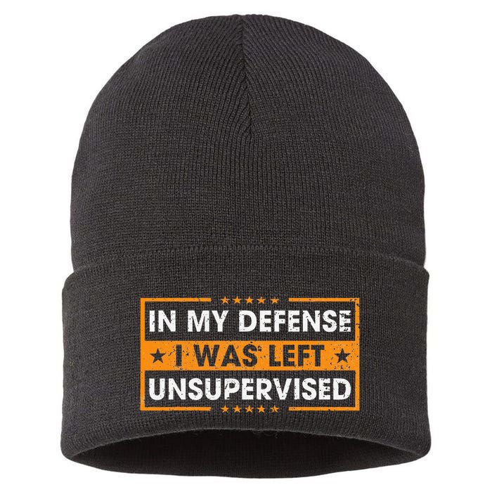 In My Defense I Was Left Unsupervised Retro Sustainable Knit Beanie