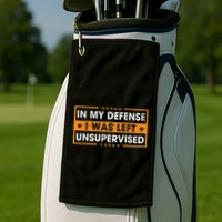In My Defense I Was Left Unsupervised Retro Golf Towel