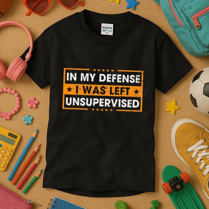 In My Defense I Was Left Unsupervised Retro Kids T-Shirt