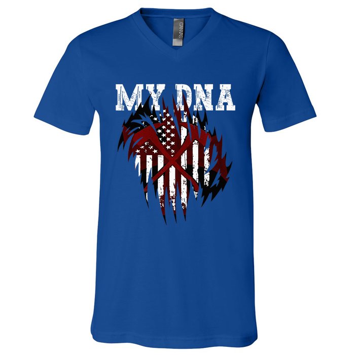 In MY DNA Unique Ripped V-Neck T-Shirt