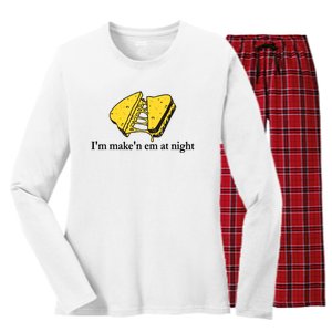 IM MakeN Em At Night Cheese Sandwich Women's Long Sleeve Flannel Pajama Set 