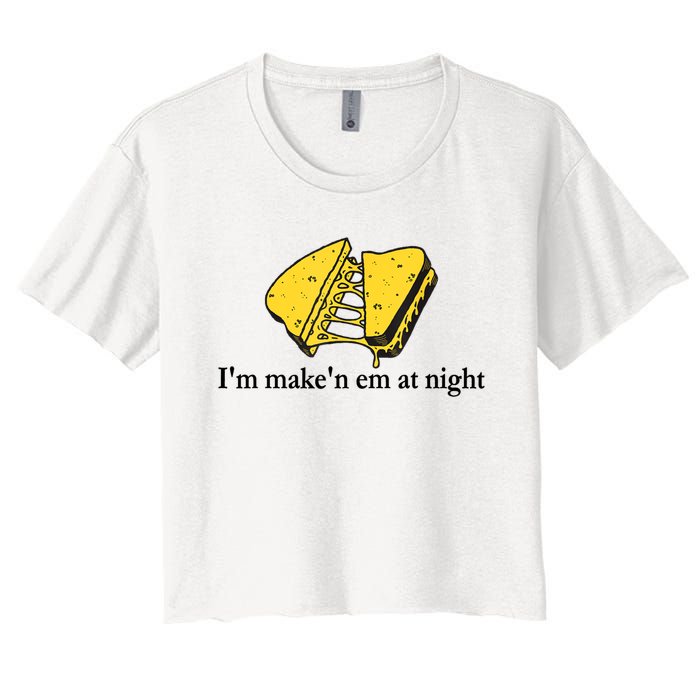 IM MakeN Em At Night Cheese Sandwich Women's Crop Top Tee