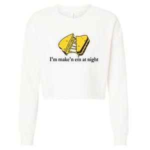 IM MakeN Em At Night Cheese Sandwich Cropped Pullover Crew