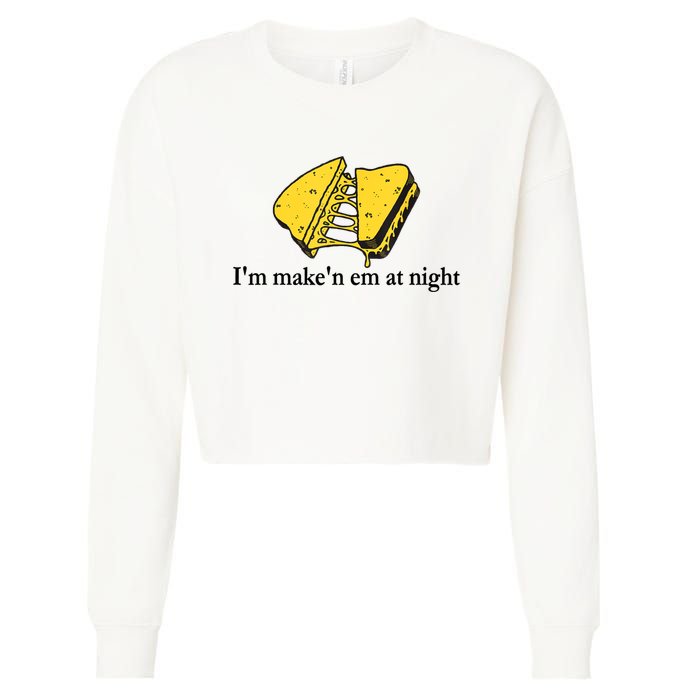 IM MakeN Em At Night Cheese Sandwich Cropped Pullover Crew