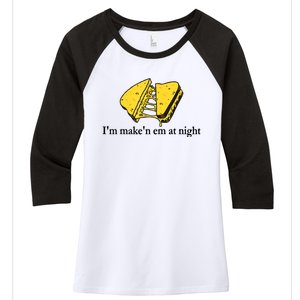 IM MakeN Em At Night Cheese Sandwich Women's Tri-Blend 3/4-Sleeve Raglan Shirt