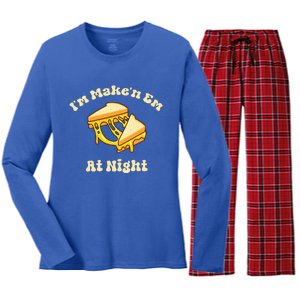 Im Makin Em At Night Cheese Sandwich Fast Food Women's Long Sleeve Flannel Pajama Set 