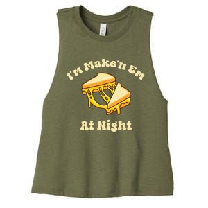 Im Makin Em At Night Cheese Sandwich Fast Food Women's Racerback Cropped Tank