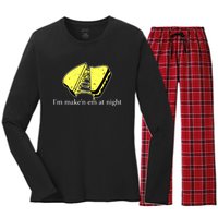 IM MakeN Em At Night Cheese Sandwich Women's Long Sleeve Flannel Pajama Set 