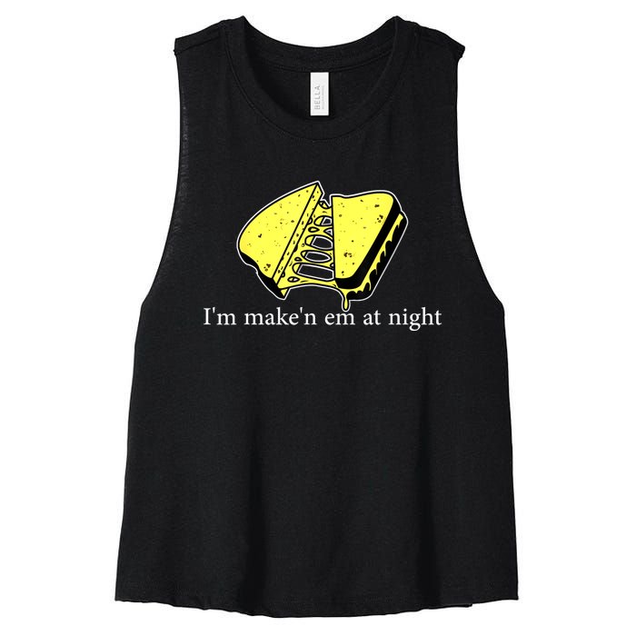 IM MakeN Em At Night Cheese Sandwich Women's Racerback Cropped Tank