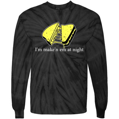 IM MakeN Em At Night Cheese Sandwich Tie-Dye Long Sleeve Shirt