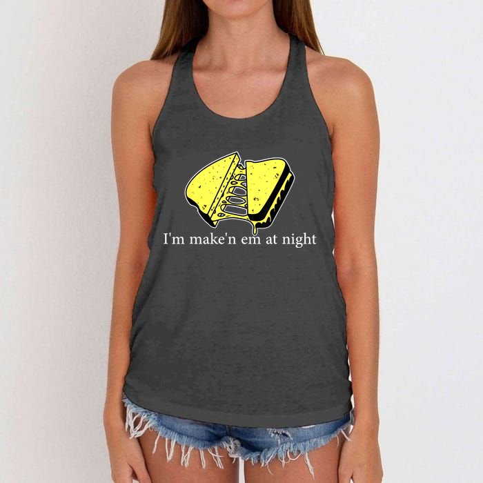 IM MakeN Em At Night Cheese Sandwich Women's Knotted Racerback Tank