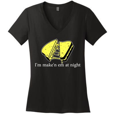 IM MakeN Em At Night Cheese Sandwich Women's V-Neck T-Shirt