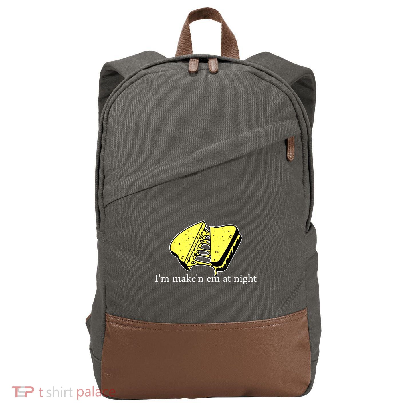 IM MakeN Em At Night Cheese Sandwich Cotton Canvas Backpack