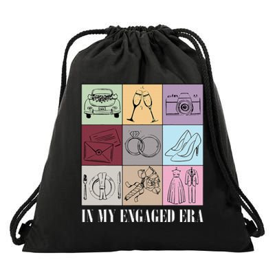 In My Engaged Era Retro Bride Wedding Engagement Drawstring Bag