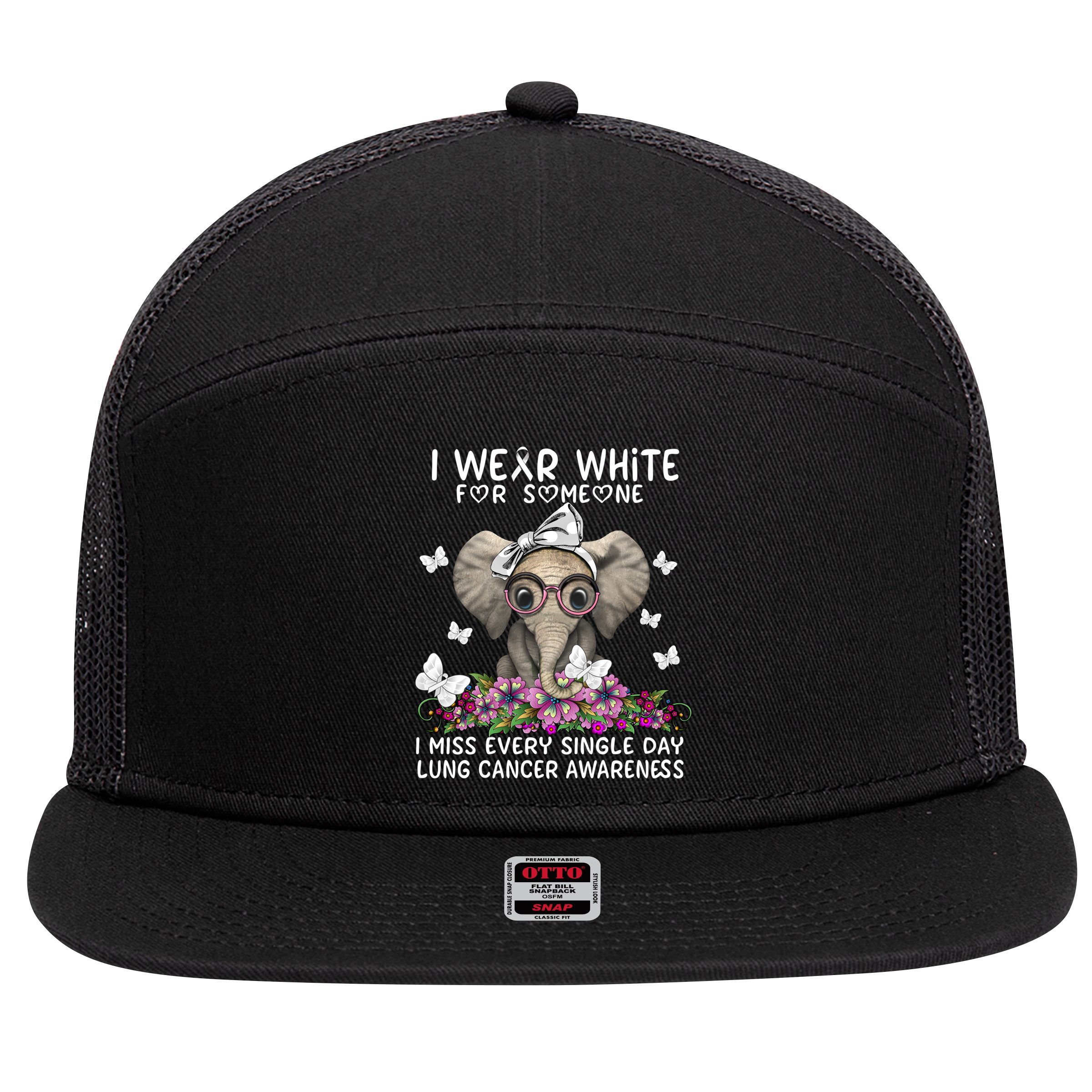 I Miss Every Single Day Lung Cancer Awareness Gift 7 Panel Mesh Trucker Snapback Hat