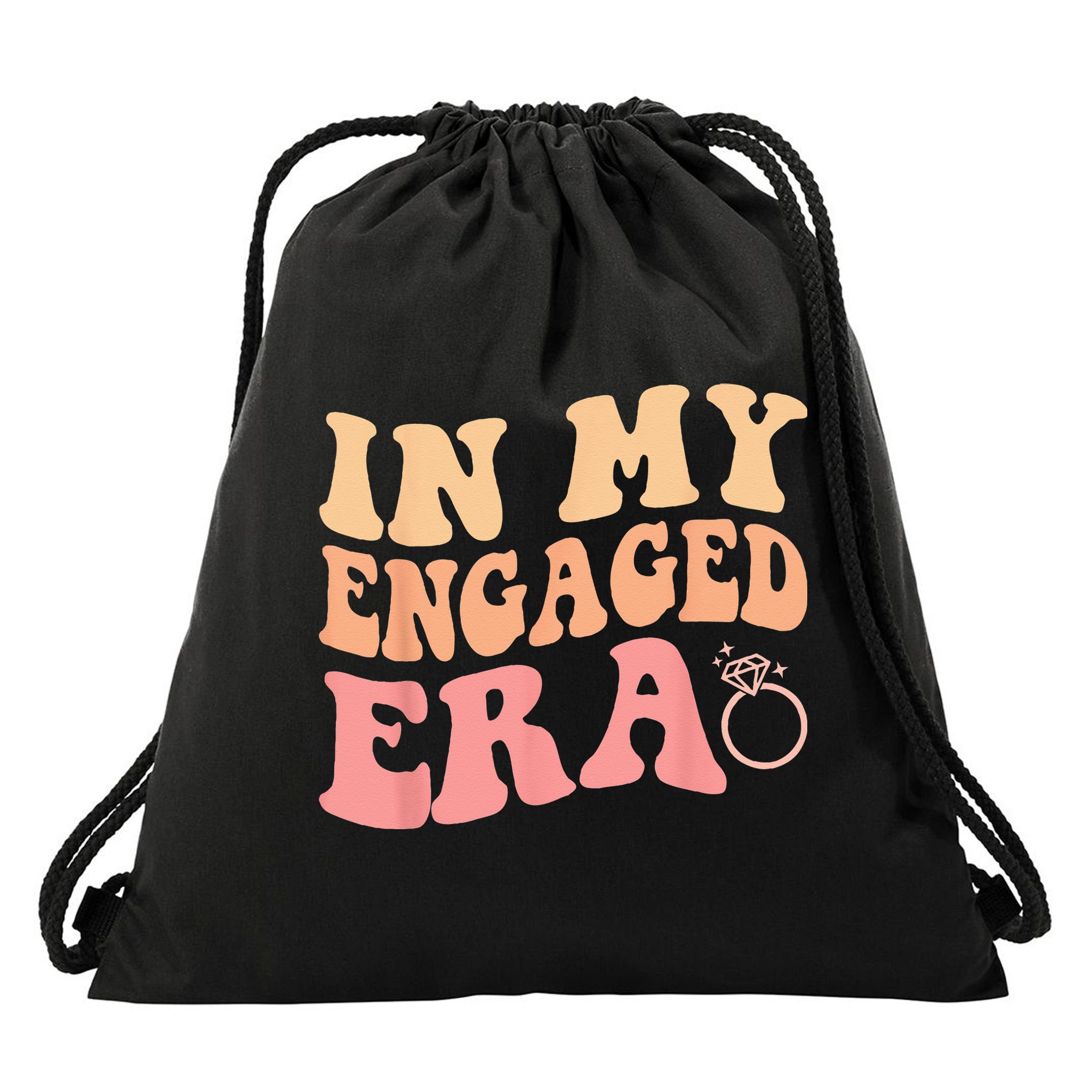 In My Engaged Era Groovy Bride Bachelorette Party Bridesmaid Drawstring Bag