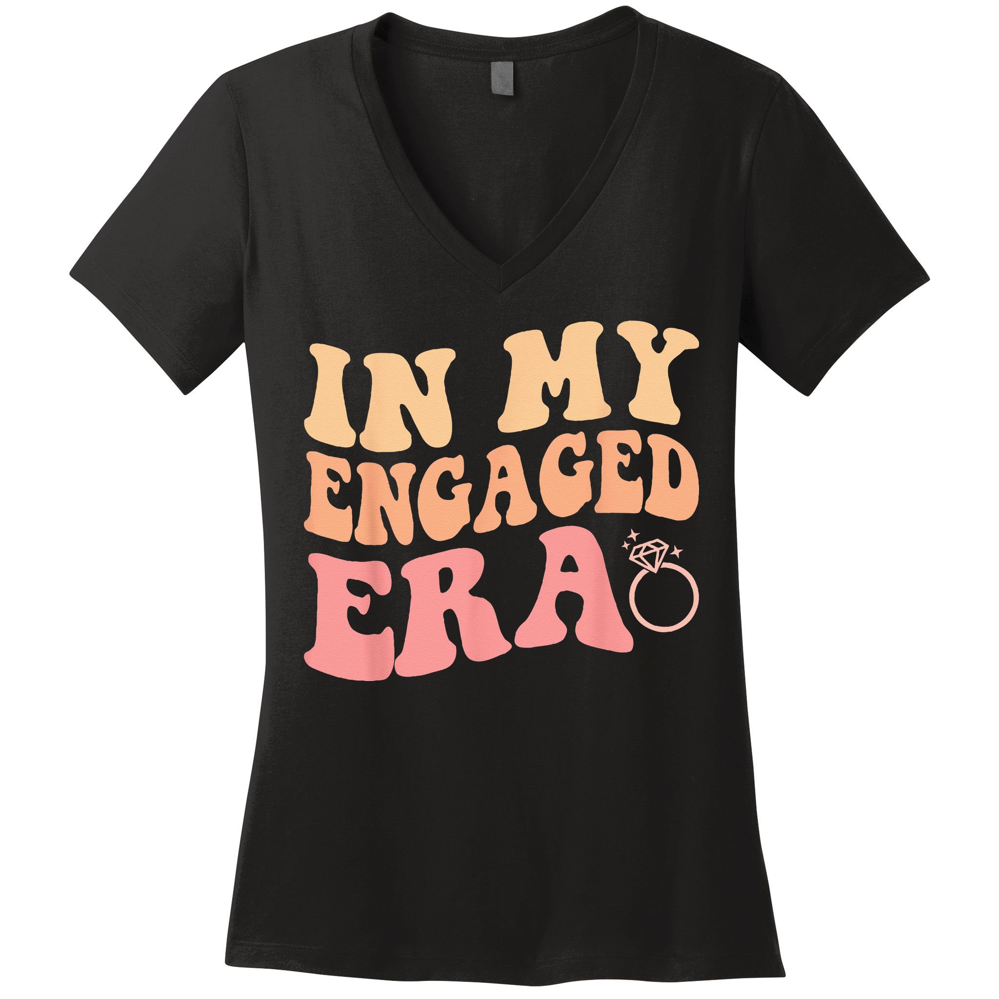 In My Engaged Era Groovy Bride Bachelorette Party Bridesmaid Women's V-Neck T-Shirt