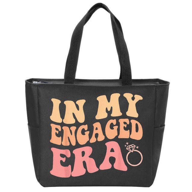 In My Engaged Era Groovy Bride Bachelorette Party Bridesmaid Zip Tote Bag