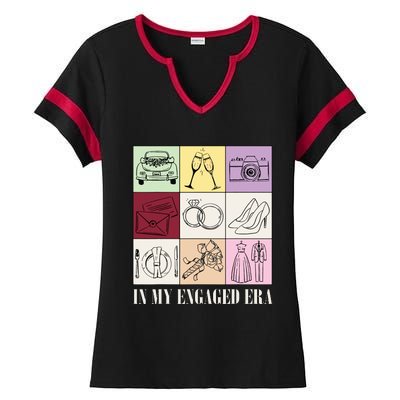 In My Engaged Era Retro Bride Wedding Engagement Ladies Halftime Notch Neck Tee