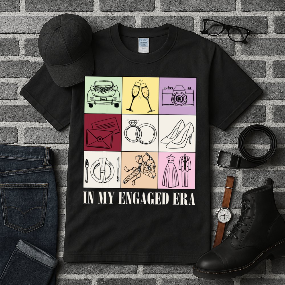 In My Engaged Era Retro Bride Wedding Engagement Tall T-Shirt