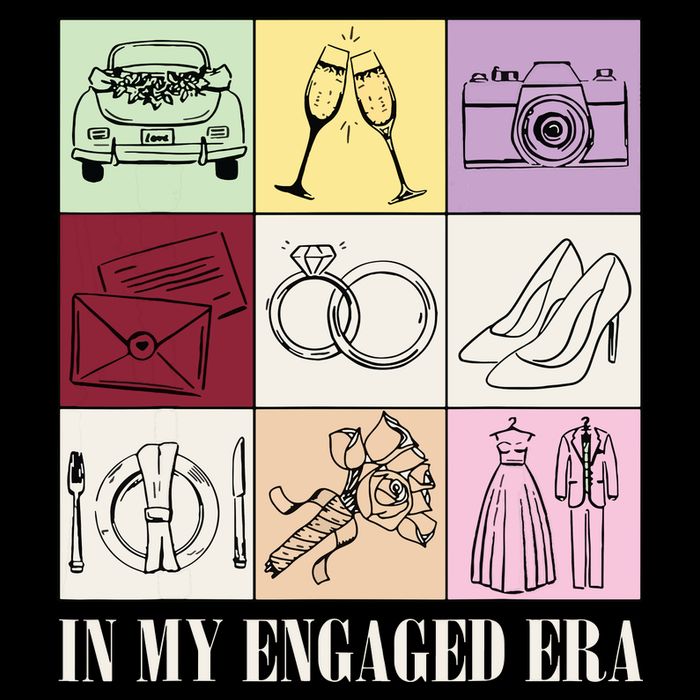 In My Engaged Era Retro Bride Wedding Engagement Drawstring Bag