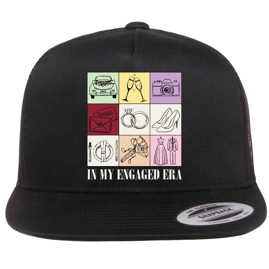 In My Engaged Era Retro Bride Wedding Engagement Flat Bill Trucker Hat
