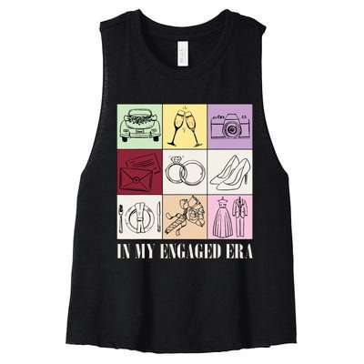 In My Engaged Era Retro Bride Wedding Engagement Women's Racerback Cropped Tank