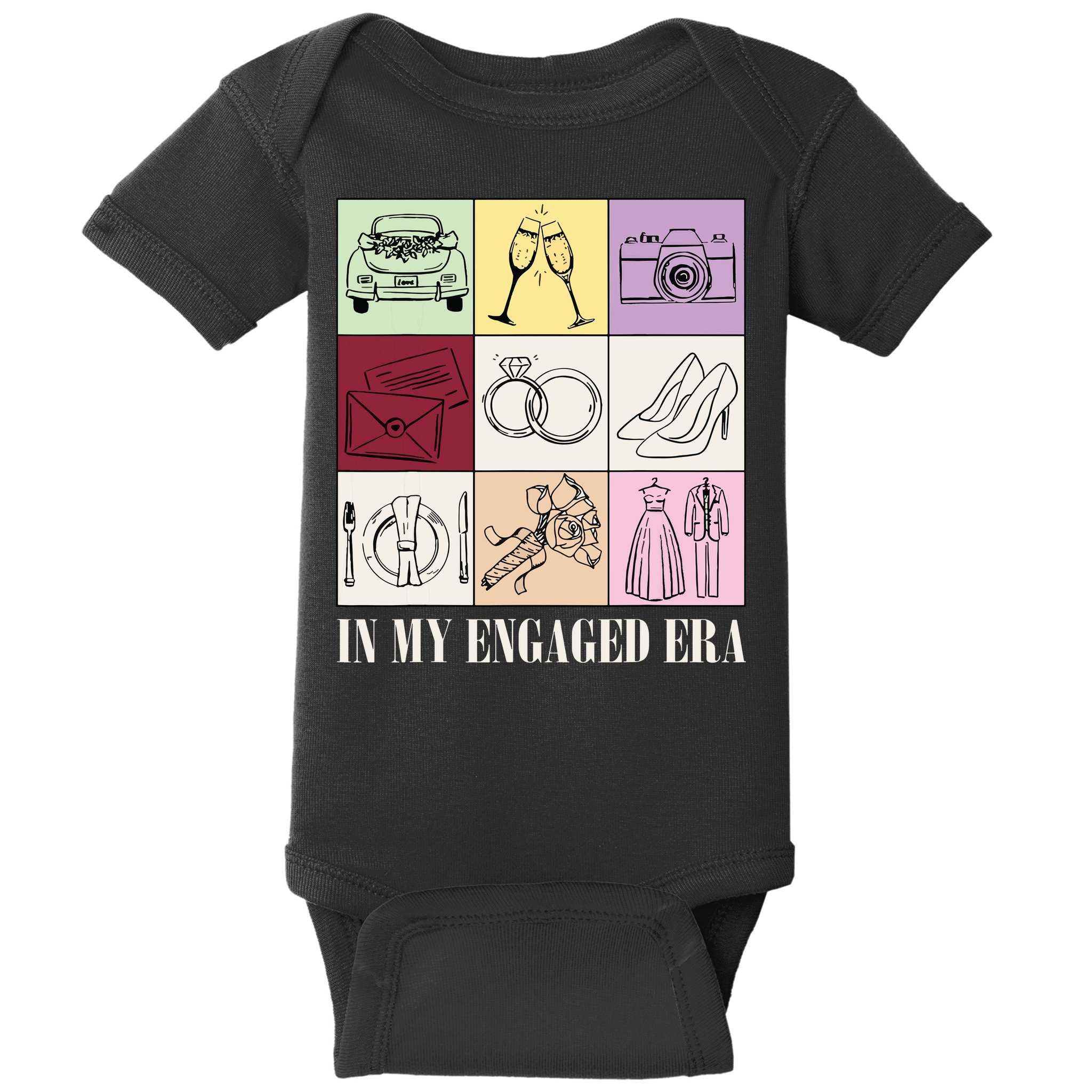 In My Engaged Era Retro Bride Wedding Engagement Baby Bodysuit