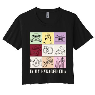 In My Engaged Era Retro Bride Wedding Engagement Women's Crop Top Tee