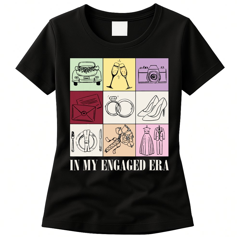 In My Engaged Era Retro Bride Wedding Engagement Womens T-Shirt