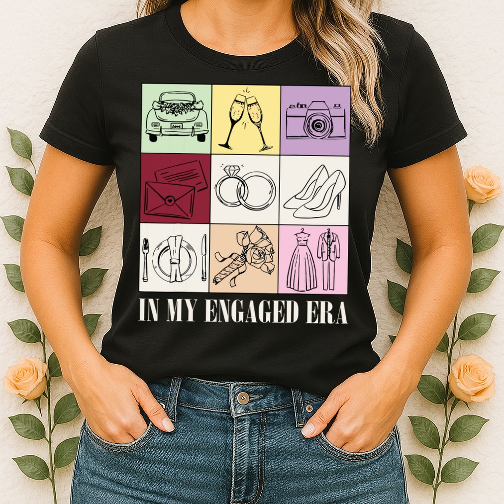 In My Engaged Era Retro Bride Wedding Engagement Womens T-Shirt